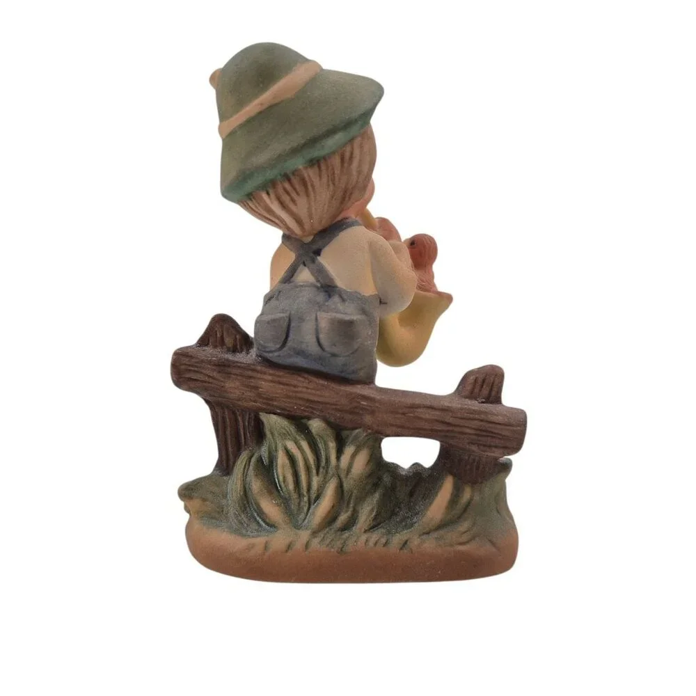Napco Boy Figurine Boy Playing Saxophone Bird Fence Vintage Japan Porcelain - Picture 7 of 10